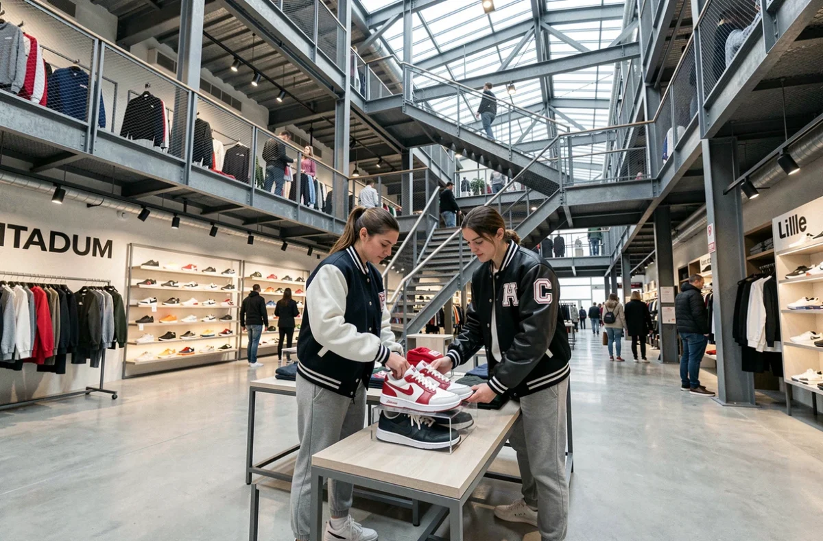 Intérieur spacieux du Citadium Lille avec ses étages dédiés au streetwear et ses rayons de sneakers