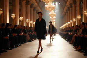 Défilé Chanel au Grand Palais avec mannequins et créations élégantes