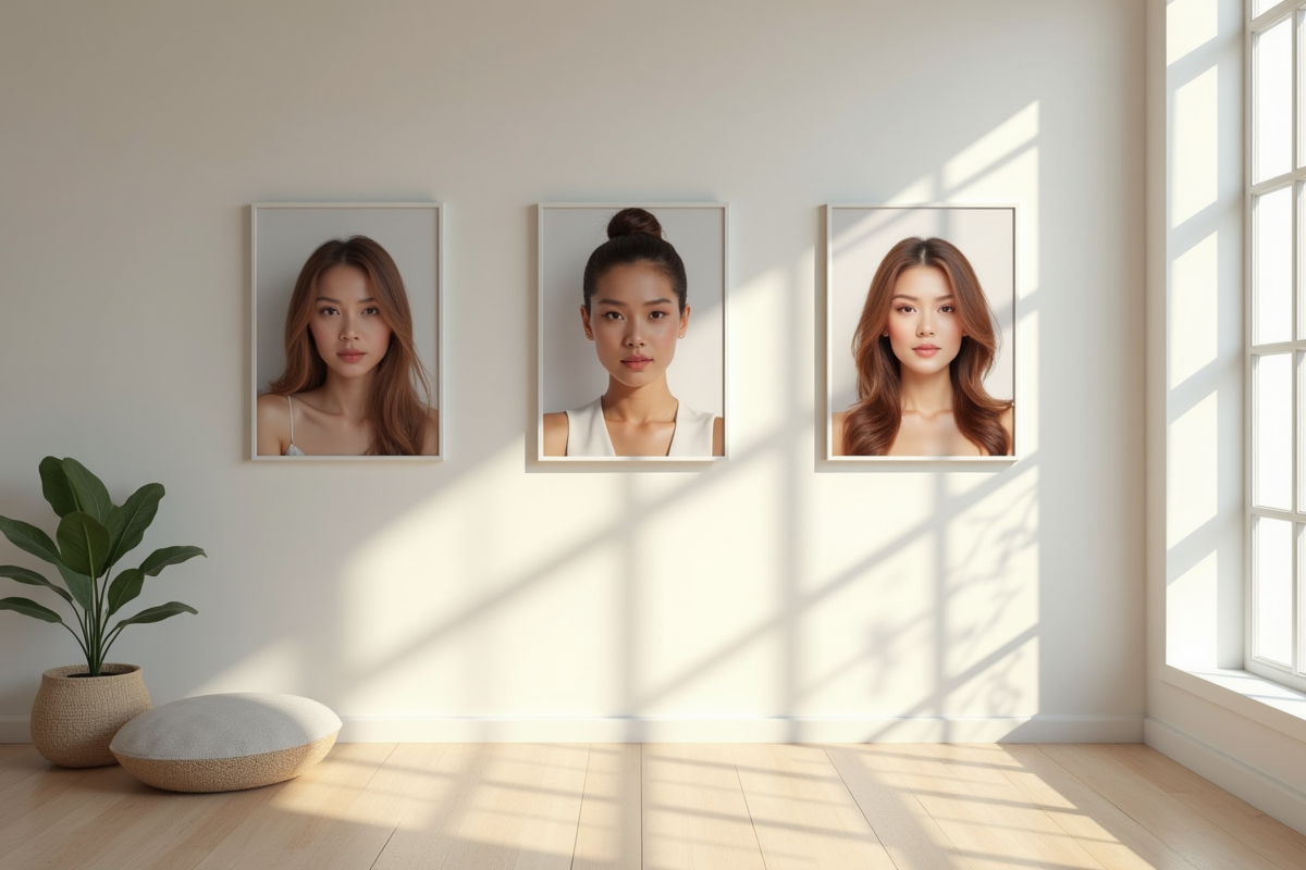 Collection de portraits de visages avec lumière douce